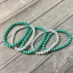 Pink Diamondback Rodeo Diva 5 Piece Handmade Stretchy Glass Beads Bracelet Set